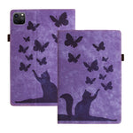 Capa para Tablet em Pele com Relevo de Gato Borboleta, Para iPad Air 13 2026 / 2025 / 2024, Para iPad Air 11 2026 / 2025 / 2024, Para iPad Pro 13 2025 / 2024, Para iPad Pro 11 2025 / 2024, Para iPad mini 2024 / 2021