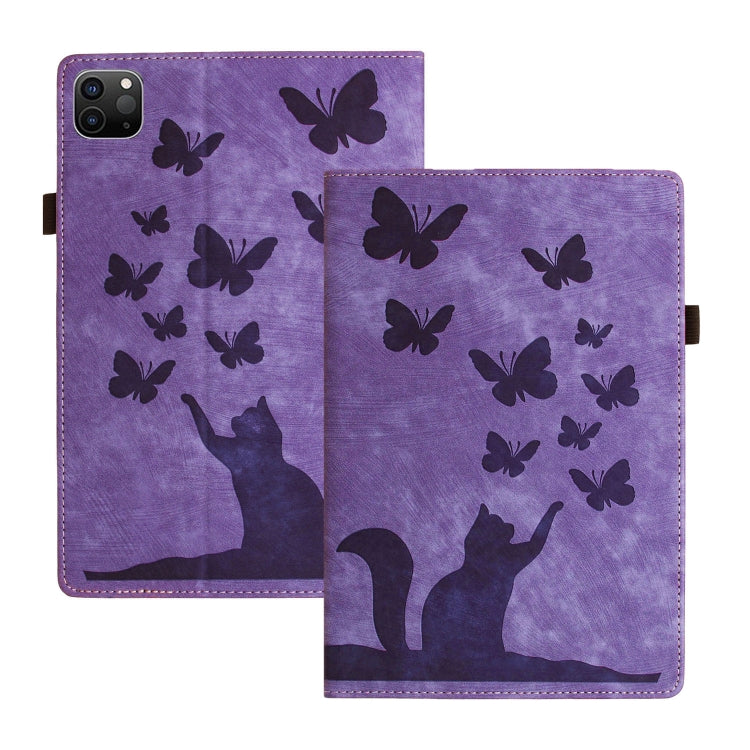 Capa para Tablet em Pele com Relevo de Gato Borboleta, Para iPad Air 13 2026 / 2025 / 2024, Para iPad Air 11 2026 / 2025 / 2024, Para iPad Pro 13 2025 / 2024, Para iPad Pro 11 2025 / 2024, Para iPad mini 2024 / 2021
