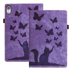 Capa para Tablet em Pele com Relevo de Gato Borboleta, Para iPad Air 13 2026 / 2025 / 2024, Para iPad Air 11 2026 / 2025 / 2024, Para iPad Pro 13 2025 / 2024, Para iPad Pro 11 2025 / 2024, Para iPad mini 2024 / 2021