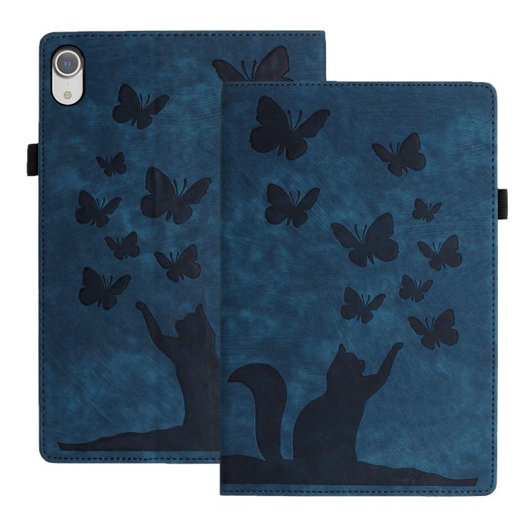 Capa para Tablet em Pele com Relevo de Gato Borboleta, Para iPad Air 13 2026 / 2025 / 2024, Para iPad Air 11 2026 / 2025 / 2024, Para iPad Pro 13 2025 / 2024, Para iPad Pro 11 2025 / 2024, Para iPad mini 2024 / 2021