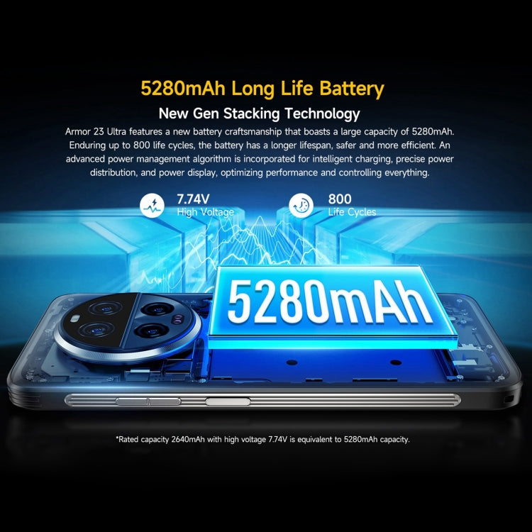 Ulefone Armor 23 Ultra Rugged Phone, 6,78 polegadas Android 13 MediaTek Dimensity 8020 Octa Core até 2,6GHz, Rede: 5G, NFC, OTG, Mensagens por satélite, 12GB+512GB