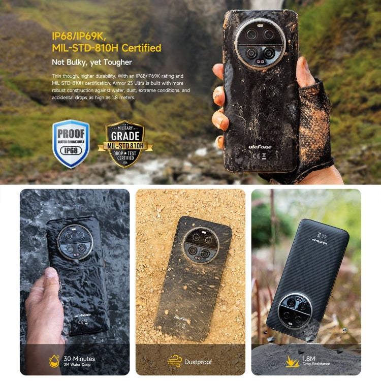 Ulefone Armor 23 Ultra Rugged Phone, 6,78 polegadas Android 13 MediaTek Dimensity 8020 Octa Core até 2,6GHz, Rede: 5G, NFC, OTG, Mensagens por satélite, 12GB+512GB