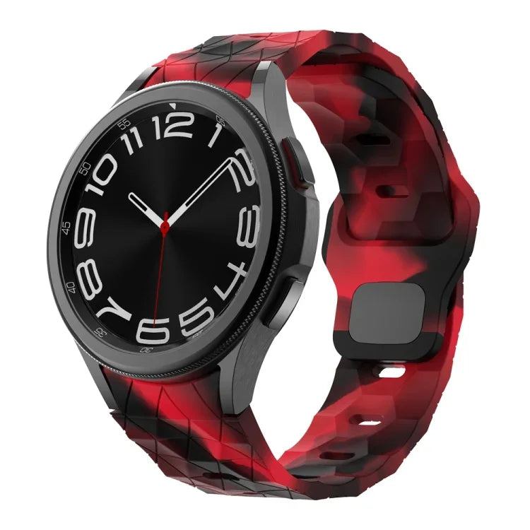 Pulseira de Silicone com Fecho Reversível e Padrão de Futebol, Para Samsung Galaxy Watch 6 / 6 Classic