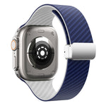 Correia de relógio com fivela magnética prateada em fibra de carbono, para Apple Watch Series 9 45mm, para Apple Watch Series 9 41mm, para Apple Watch Ultra 49mm