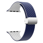Correia de relógio com fivela magnética prateada em fibra de carbono, para Apple Watch Series 9 45mm, para Apple Watch Series 9 41mm, para Apple Watch Ultra 49mm