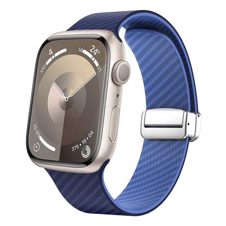Correia de relógio com fivela magnética prateada em fibra de carbono, para Apple Watch Series 9 45mm, para Apple Watch Series 9 41mm, para Apple Watch Ultra 49mm