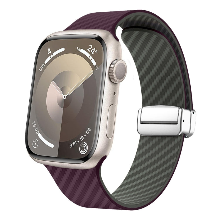 Correia de relógio com fivela magnética prateada em fibra de carbono, para Apple Watch Series 9 45mm, para Apple Watch Series 9 41mm, para Apple Watch Ultra 49mm