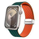 Correia de relógio com fivela magnética prateada em fibra de carbono, para Apple Watch Series 9 45mm, para Apple Watch Series 9 41mm, para Apple Watch Ultra 49mm