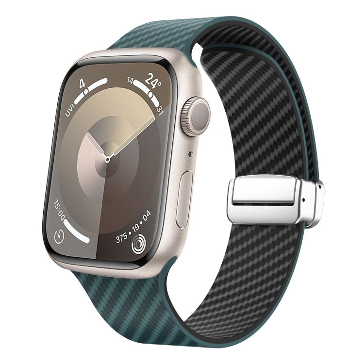 Correia de relógio com fivela magnética prateada em fibra de carbono, para Apple Watch Series 9 45mm, para Apple Watch Series 9 41mm, para Apple Watch Ultra 49mm