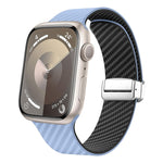 Correia de relógio com fivela magnética prateada em fibra de carbono, para Apple Watch Series 9 45mm, para Apple Watch Series 9 41mm, para Apple Watch Ultra 49mm