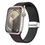 Correia de relógio com fivela magnética prateada em fibra de carbono, para Apple Watch Series 9 45mm, para Apple Watch Series 9 41mm, para Apple Watch Ultra 49mm