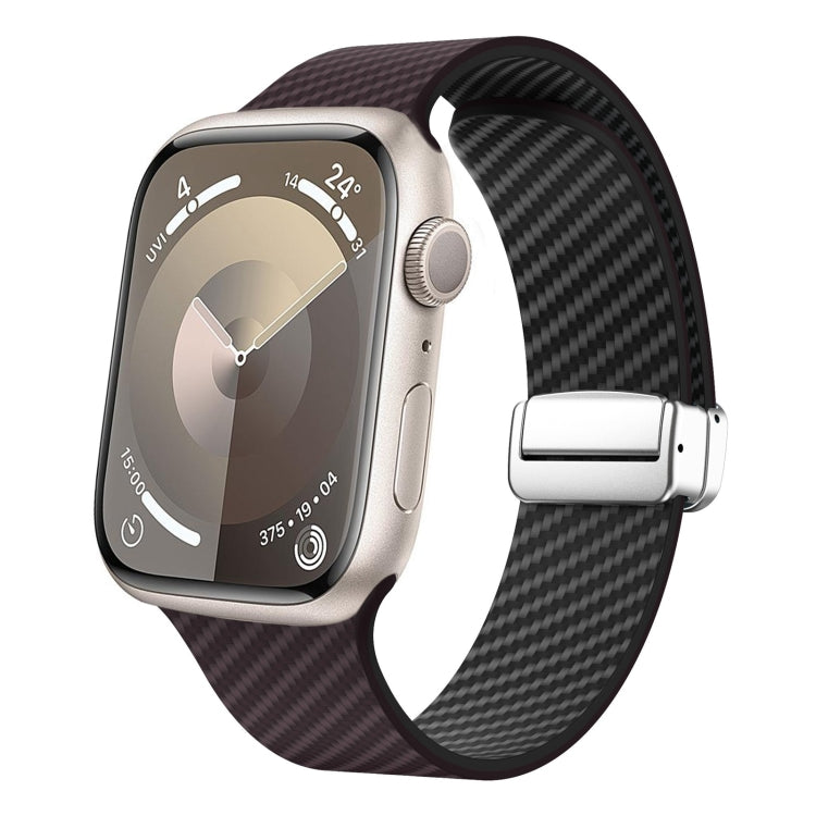 Correia de relógio com fivela magnética prateada em fibra de carbono, para Apple Watch Series 9 45mm, para Apple Watch Series 9 41mm, para Apple Watch Ultra 49mm