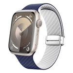 Correia de relógio com fivela magnética prateada em fibra de carbono, para Apple Watch Series 9 45mm, para Apple Watch Series 9 41mm, para Apple Watch Ultra 49mm