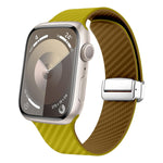 Correia de relógio com fivela magnética prateada em fibra de carbono, para Apple Watch Series 9 45mm, para Apple Watch Series 9 41mm, para Apple Watch Ultra 49mm