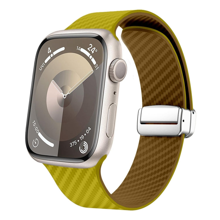 Correia de relógio com fivela magnética prateada em fibra de carbono, para Apple Watch Series 9 45mm, para Apple Watch Series 9 41mm, para Apple Watch Ultra 49mm