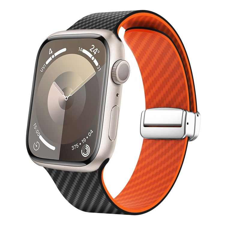 Correia de relógio com fivela magnética prateada em fibra de carbono, para Apple Watch Series 9 45mm, para Apple Watch Series 9 41mm, para Apple Watch Ultra 49mm