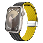 Correia de relógio com fivela magnética prateada em fibra de carbono, para Apple Watch Series 9 45mm, para Apple Watch Series 9 41mm, para Apple Watch Ultra 49mm