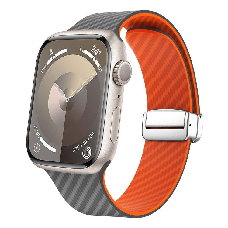 Correia de relógio com fivela magnética prateada em fibra de carbono, para Apple Watch Series 9 45mm, para Apple Watch Series 9 41mm, para Apple Watch Ultra 49mm