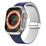 Correia de relógio com fivela magnética prateada em fibra de carbono, para Apple Watch Series 9 45mm, para Apple Watch Series 9 41mm, para Apple Watch Ultra 49mm