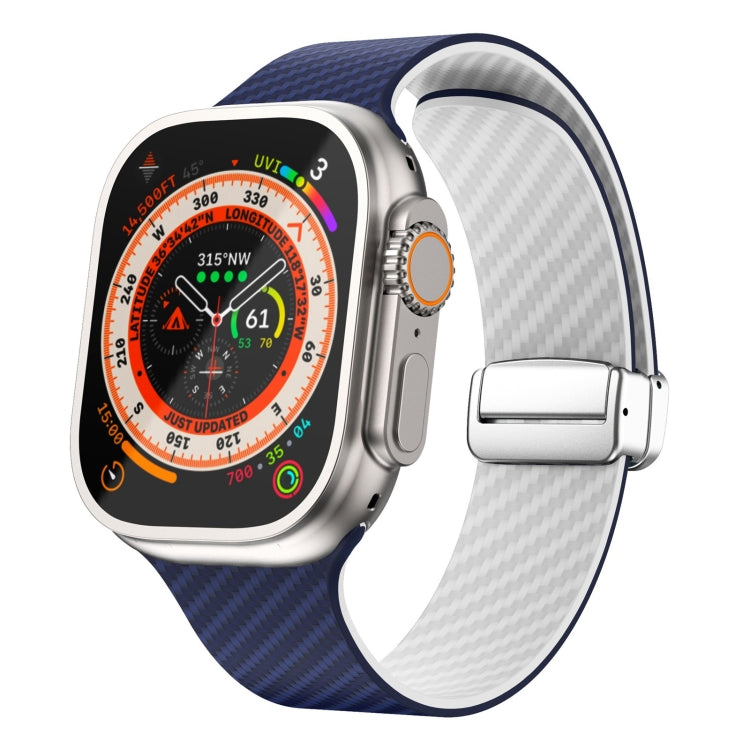 Correia de relógio com fivela magnética prateada em fibra de carbono, para Apple Watch Series 9 45mm, para Apple Watch Series 9 41mm, para Apple Watch Ultra 49mm