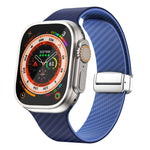 Correia de relógio com fivela magnética prateada em fibra de carbono, para Apple Watch Series 9 45mm, para Apple Watch Series 9 41mm, para Apple Watch Ultra 49mm
