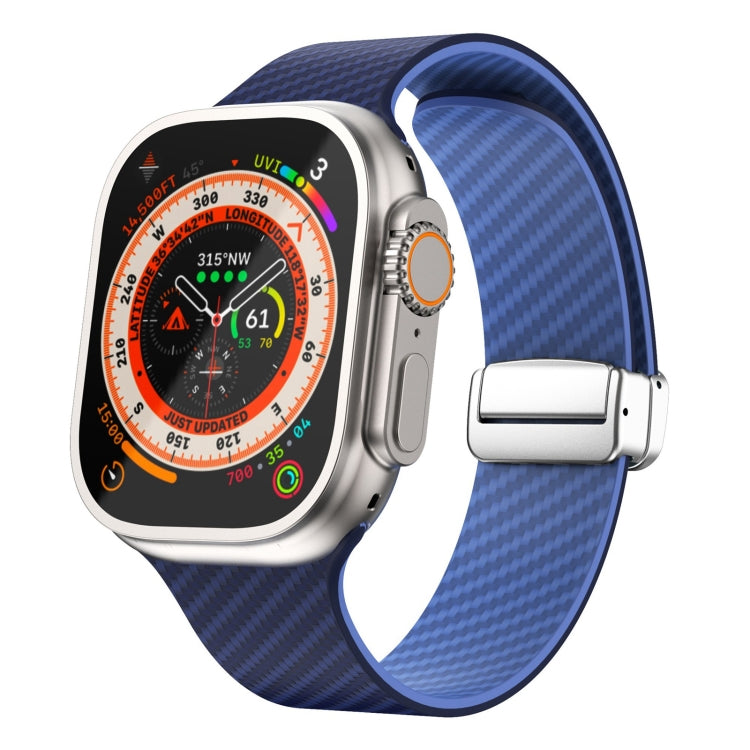 Correia de relógio com fivela magnética prateada em fibra de carbono, para Apple Watch Series 9 45mm, para Apple Watch Series 9 41mm, para Apple Watch Ultra 49mm