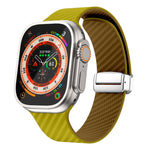 Correia de relógio com fivela magnética prateada em fibra de carbono, para Apple Watch Series 9 45mm, para Apple Watch Series 9 41mm, para Apple Watch Ultra 49mm