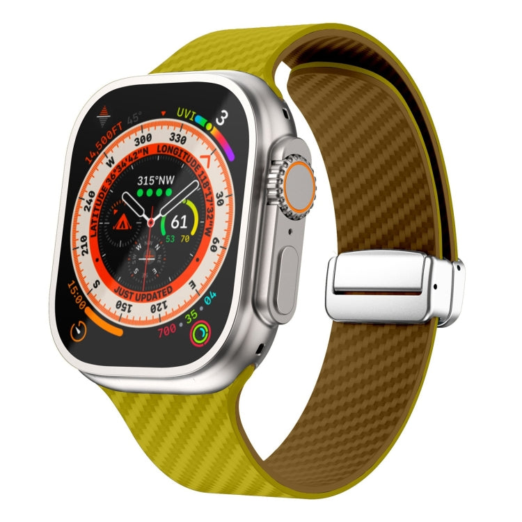 Correia de relógio com fivela magnética prateada em fibra de carbono, para Apple Watch Series 9 45mm, para Apple Watch Series 9 41mm, para Apple Watch Ultra 49mm