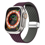 Correia de relógio com fivela magnética prateada em fibra de carbono, para Apple Watch Series 9 45mm, para Apple Watch Series 9 41mm, para Apple Watch Ultra 49mm