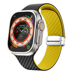 Correia de relógio com fivela magnética prateada em fibra de carbono, para Apple Watch Series 9 45mm, para Apple Watch Series 9 41mm, para Apple Watch Ultra 49mm