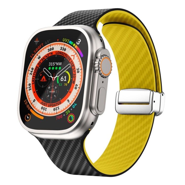 Correia de relógio com fivela magnética prateada em fibra de carbono, para Apple Watch Series 9 45mm, para Apple Watch Series 9 41mm, para Apple Watch Ultra 49mm