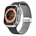 Correia de relógio com fivela magnética prateada em fibra de carbono, para Apple Watch Series 9 45mm, para Apple Watch Series 9 41mm, para Apple Watch Ultra 49mm
