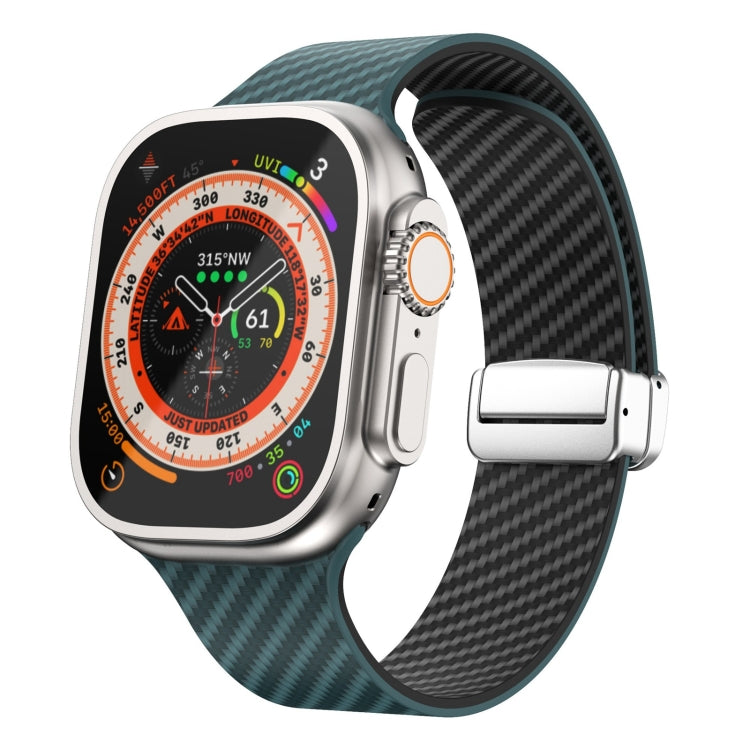 Correia de relógio com fivela magnética prateada em fibra de carbono, para Apple Watch Series 9 45mm, para Apple Watch Series 9 41mm, para Apple Watch Ultra 49mm