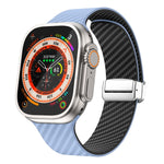 Correia de relógio com fivela magnética prateada em fibra de carbono, para Apple Watch Series 9 45mm, para Apple Watch Series 9 41mm, para Apple Watch Ultra 49mm