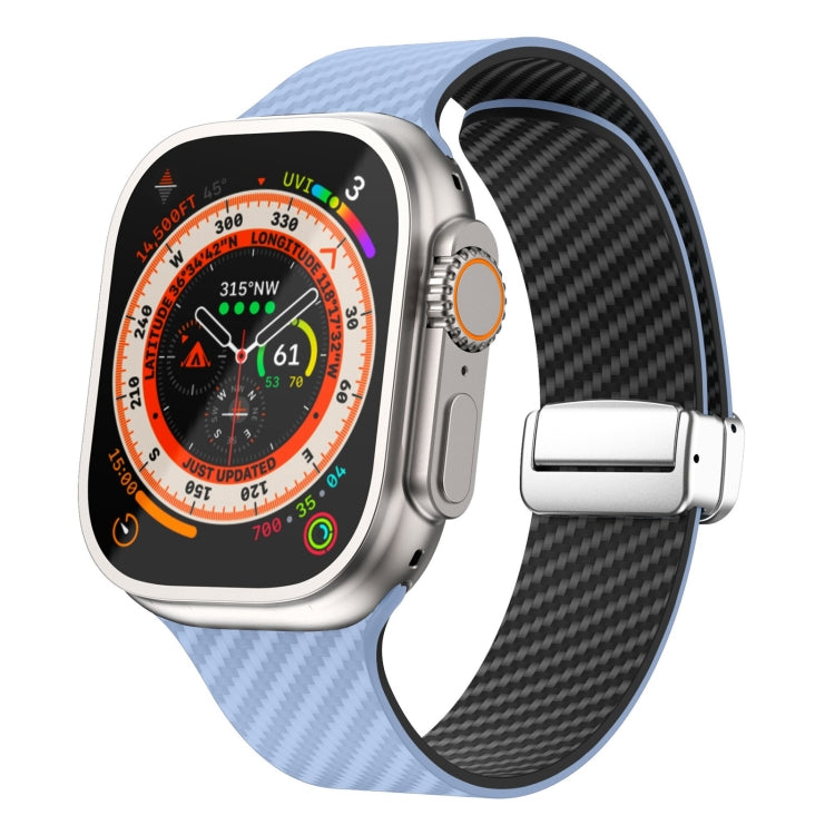 Correia de relógio com fivela magnética prateada em fibra de carbono, para Apple Watch Series 9 45mm, para Apple Watch Series 9 41mm, para Apple Watch Ultra 49mm