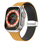 Correia de relógio com fivela magnética prateada em fibra de carbono, para Apple Watch Series 9 45mm, para Apple Watch Series 9 41mm, para Apple Watch Ultra 49mm