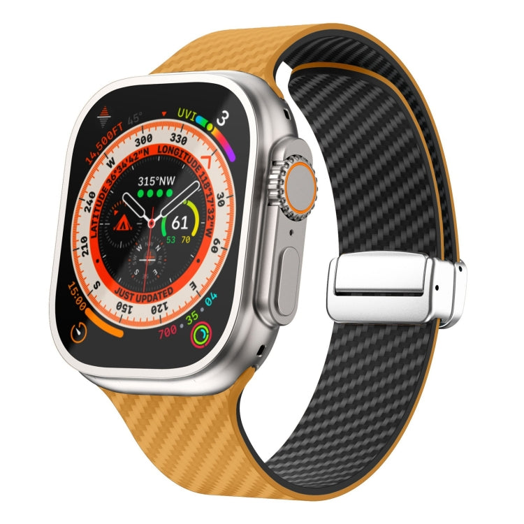 Correia de relógio com fivela magnética prateada em fibra de carbono, para Apple Watch Series 9 45mm, para Apple Watch Series 9 41mm, para Apple Watch Ultra 49mm