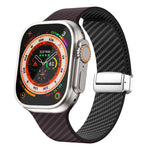 Correia de relógio com fivela magnética prateada em fibra de carbono, para Apple Watch Series 9 45mm, para Apple Watch Series 9 41mm, para Apple Watch Ultra 49mm