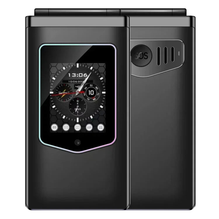 HAMTOD T8 4G Telefone Flip, 2,8 polegadas + 1,77 polegadas, VoLTE, BT, SOS, OTG, Versão UE