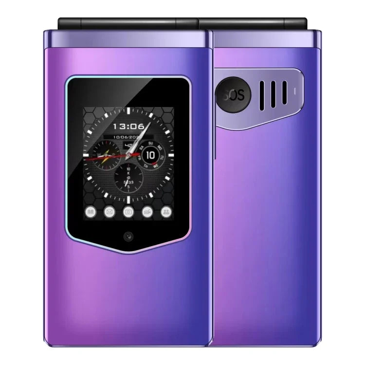 HAMTOD T8 4G Telefone Flip, 2,8 polegadas + 1,77 polegadas, VoLTE, BT, SOS, OTG, Versão UE