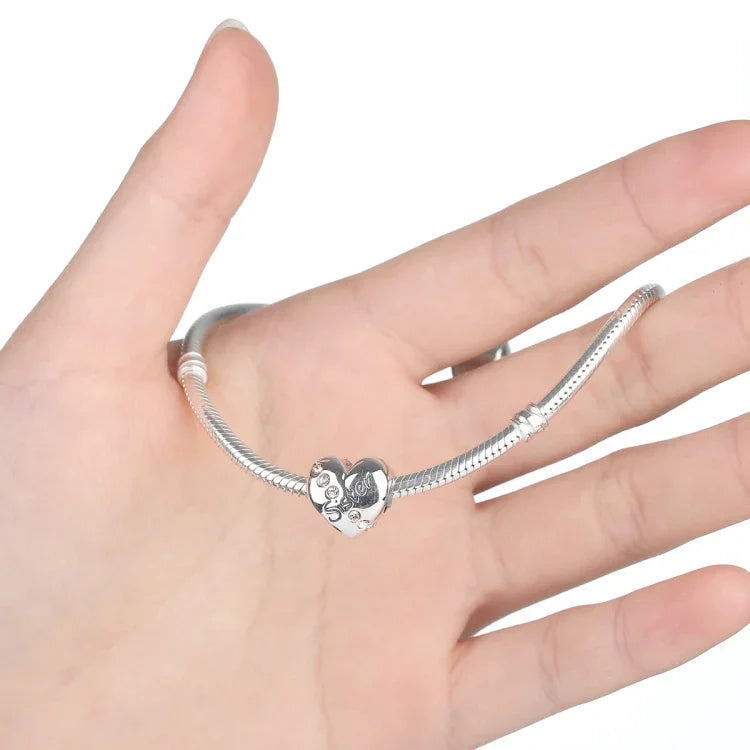Acessórios DIY para Pulseira e Colar com Contas de Carta de Irmã Coração em Prata Esterlina S925