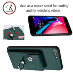 Capa de telemóvel com bolsa para cartões e suporte de anel com cordão longo, para iPhone 8 Plus / 7 Plus
