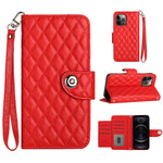 Rhombic Texture Flip Leather Phone Case with Lanyard, For iPhone 14 Pro Max, For iPhone SE 2022 / 2020 / 8 / 7, For iPhone 13 Pro Max, For iPhone 13 Pro, For iPhone 13, For iPhone 12 / 12 Pro, For iPhone 12 Pro Max, For iPhone 11 Pro Max