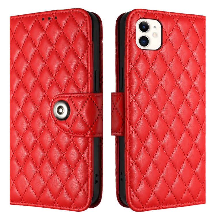 Capa de telemóvel em pele com textura rombica e flip com cordão, para iPhone 11, iPhone 11 Pro, iPhone XS / X, iPhone XR, iPhone XS Max, iPhone 8 Plus / 7 Plus / 6s Plus
