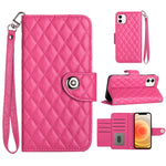 Capa de telemóvel em pele com textura rombica e flip com cordão, para iPhone 11, iPhone 11 Pro, iPhone XS / X, iPhone XR, iPhone XS Max, iPhone 8 Plus / 7 Plus / 6s Plus
