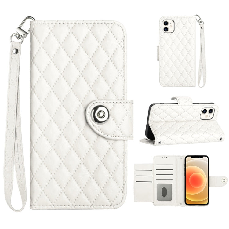 Capa de telemóvel em pele com textura rombica e flip com cordão, para iPhone 11, iPhone 11 Pro, iPhone XS / X, iPhone XR, iPhone XS Max, iPhone 8 Plus / 7 Plus / 6s Plus