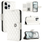Capa de telemóvel de couro com textura rombica e flip com cordão, para iPhone 17 Pro Max, para iPhone 17 Pro, para iPhone 17, para iPhone Air, para iPhone SE 2024, para iPhone 16 Pro Max, para iPhone 16 Pro, para iPhone 16 Plus