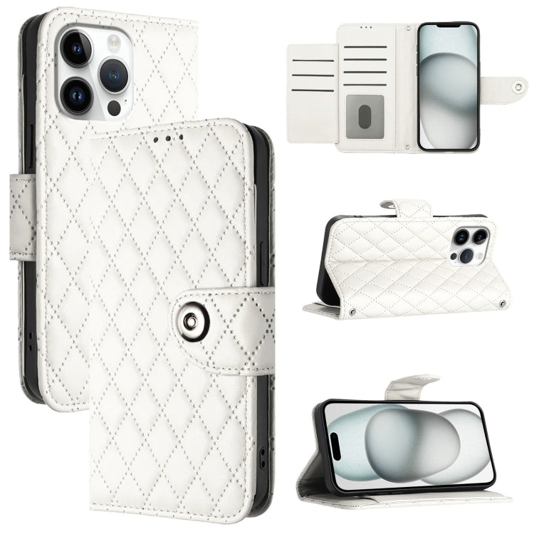 Capa de telemóvel de couro com textura rombica e flip com cordão, para iPhone 17 Pro Max, para iPhone 17 Pro, para iPhone 17, para iPhone Air, para iPhone SE 2024, para iPhone 16 Pro Max, para iPhone 16 Pro, para iPhone 16 Plus