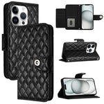 Capa de telemóvel de couro com textura rombica e flip com cordão, para iPhone 17 Pro Max, para iPhone 17 Pro, para iPhone 17, para iPhone Air, para iPhone SE 2024, para iPhone 16 Pro Max, para iPhone 16 Pro, para iPhone 16 Plus