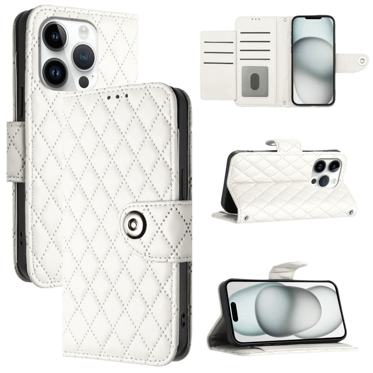 Capa de telemóvel de couro com textura rombica e flip com cordão, para iPhone 17 Pro Max, para iPhone 17 Pro, para iPhone 17, para iPhone Air, para iPhone SE 2024, para iPhone 16 Pro Max, para iPhone 16 Pro, para iPhone 16 Plus